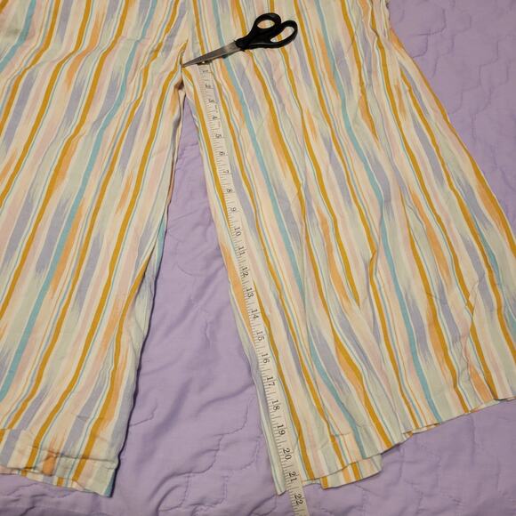 Multicolor Striped Summer Short Sleeve Wide Leg Jumpsuit S/M Pocket World Market - Picture 5 of 8